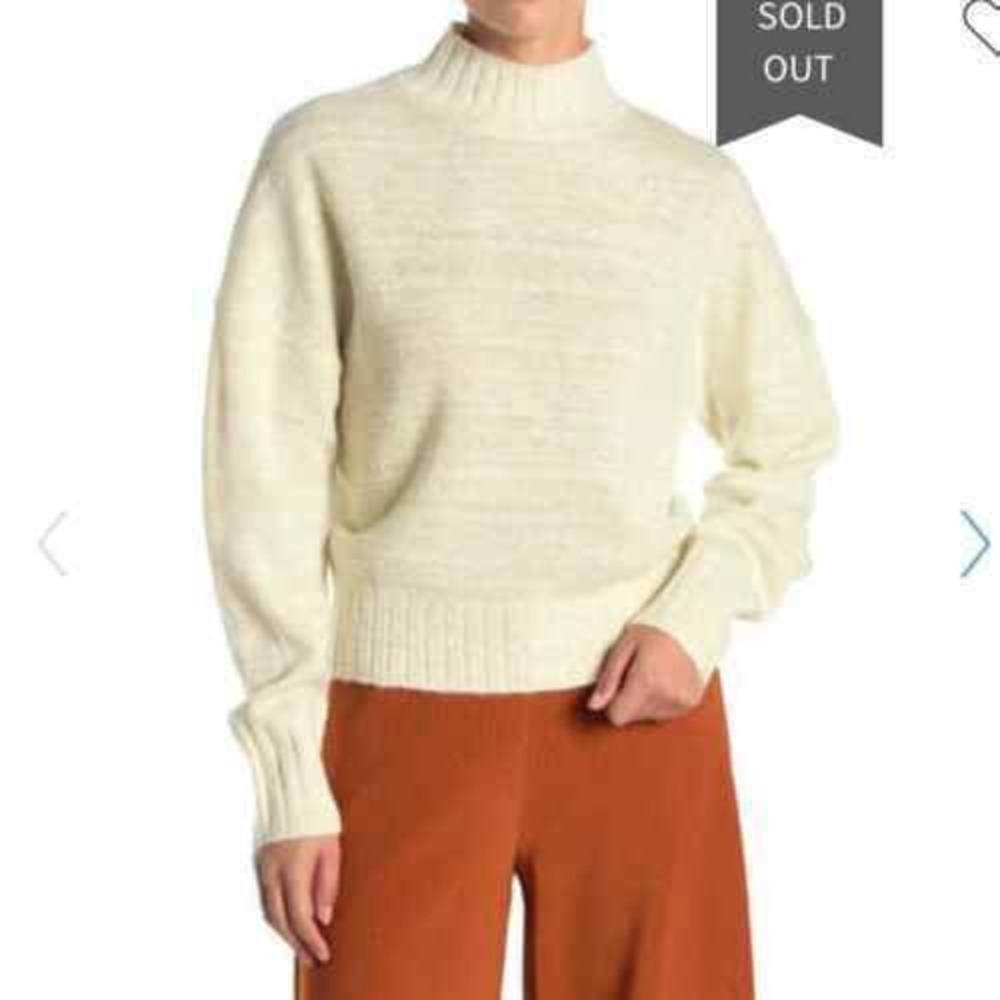 NSR Mock Neck‎ Knit Sweater Size Medium M White Gold Flecks Long Sleeve